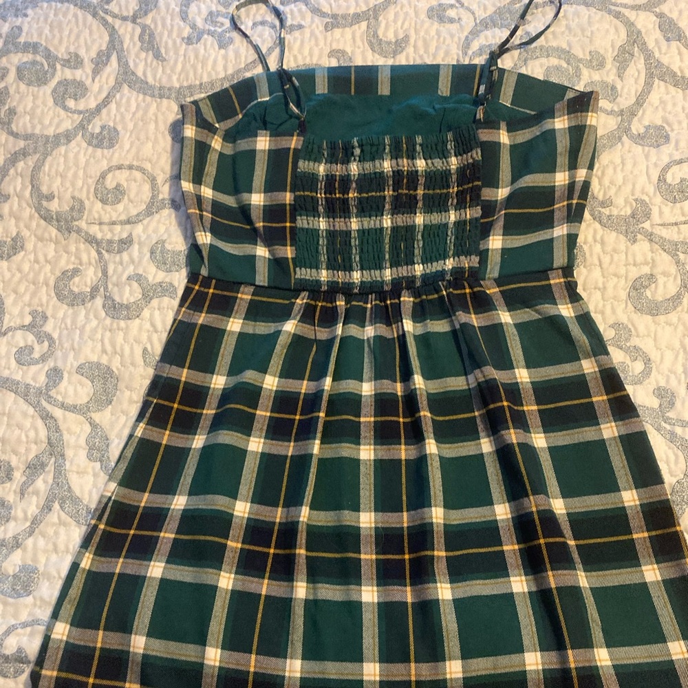 Plaid green cute dress